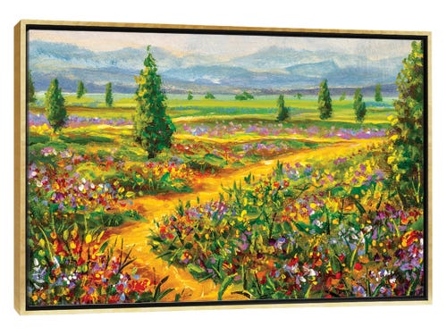 Valery Rybakow painting - country road with summer flowers