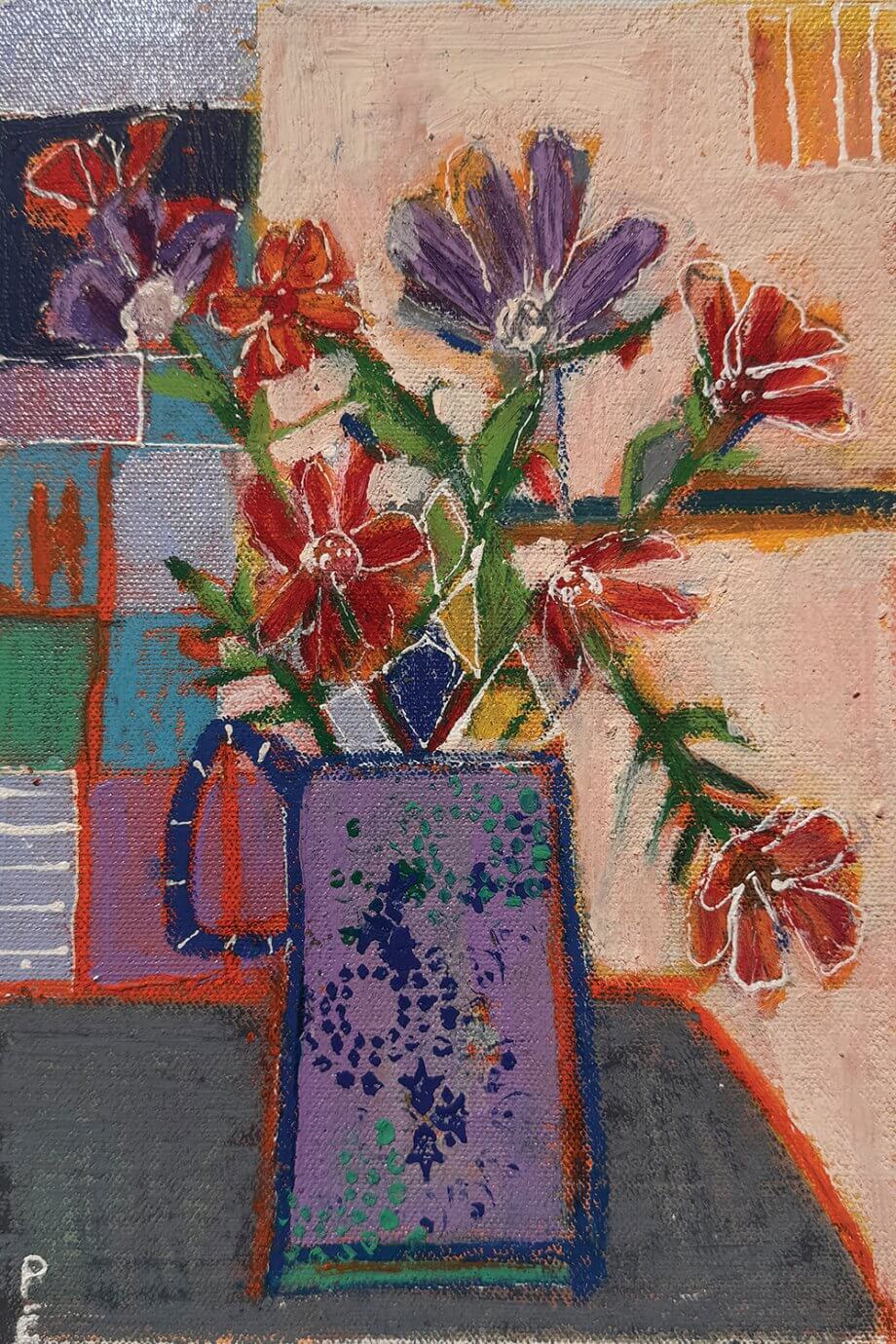 pavni c painting - purple flower vase