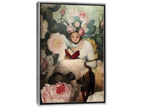 catrin welz-stein digital art - woman reading with flowers