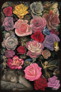 small creatures hiding within garden full of flowers