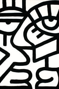 abstract black and white face art