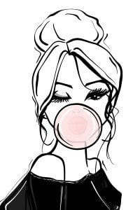 portrait of woman blowing bubble gum