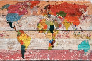 colorful abstract map of the world