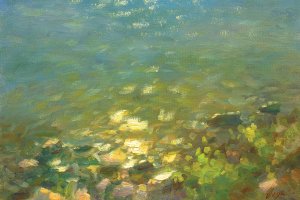 textured abstract green and blue water