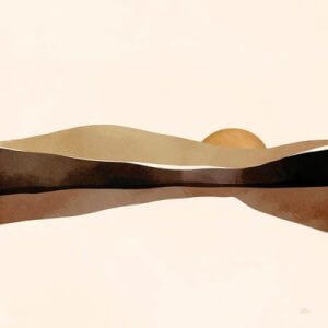 brown mountains with yellow sun behind them