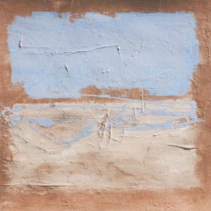 blue, white, and brown abstract