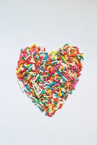 Summer Joy II multicolored sprinkles in the shape of a heart