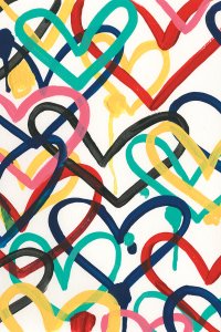 JEV2487 multicolored scribbled hearts