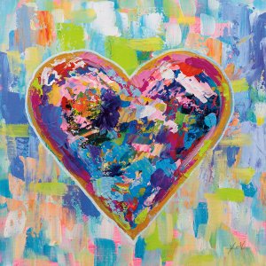 Love After Heartbreak v2 colorful heart in the center of a colorful background with various brushstrokes