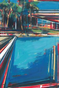 TVY1 colorful pool surrounded by palm trees