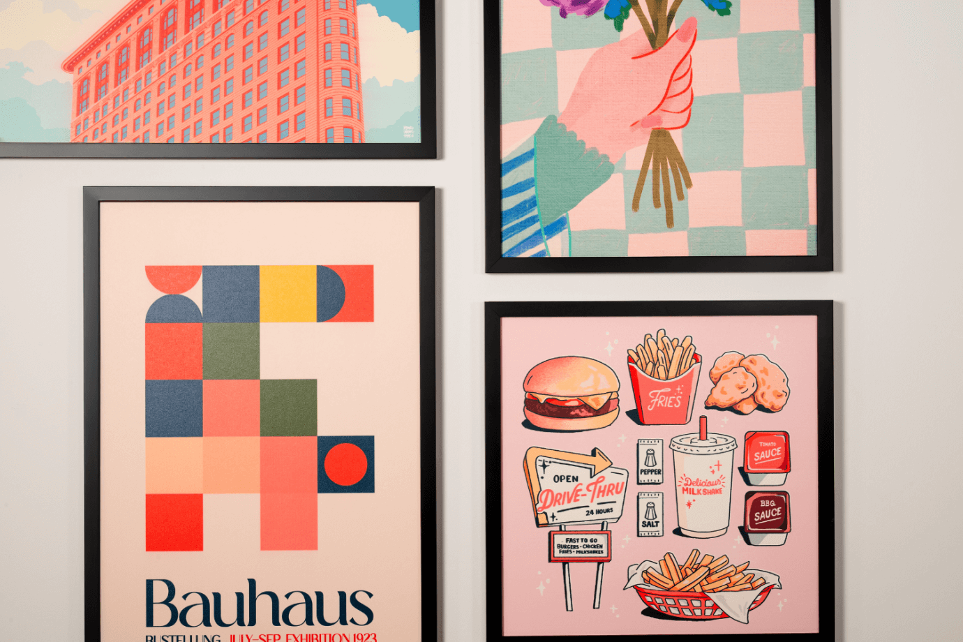 gallery wall of poster art