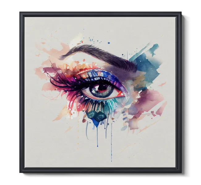 woman's eye in colorful watercolor