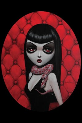 woman with dark makup and snake