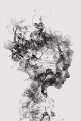 woman with dissolving head