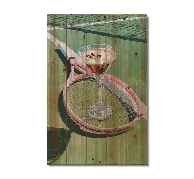 pink tennis racket with espresso martini