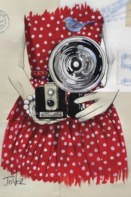 red polka dotted dress