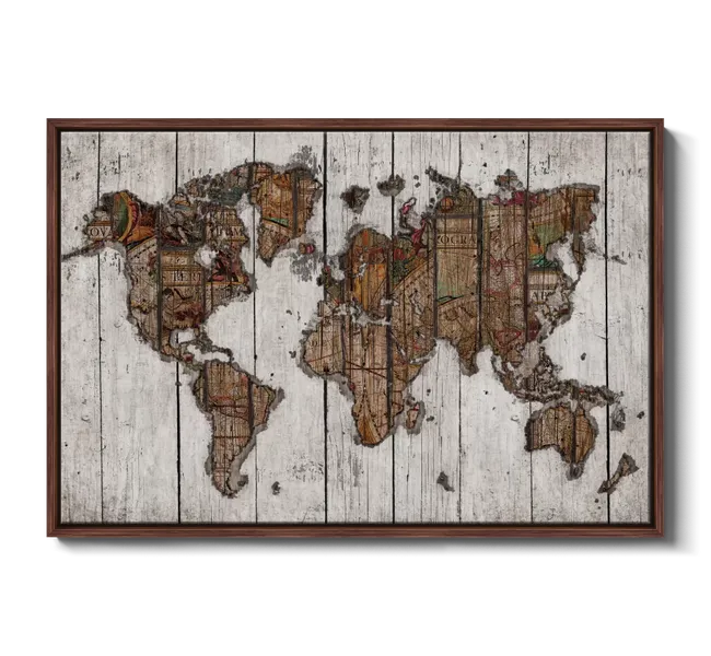 wood map of the world