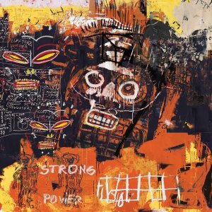 orange and yellow collage with ghost face in the center