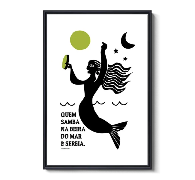 black silhouette of a mermaid