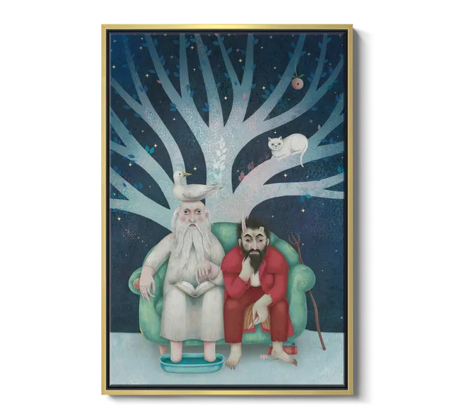 two figures on a couch
