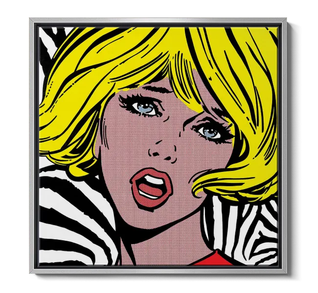 cartoon of woman with yellow hair against zebra pattern background