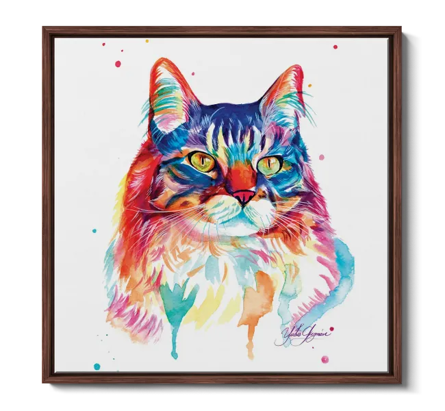 colorful watercolor cat
