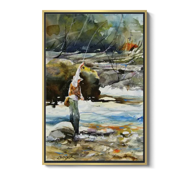 Man fishing near body of water