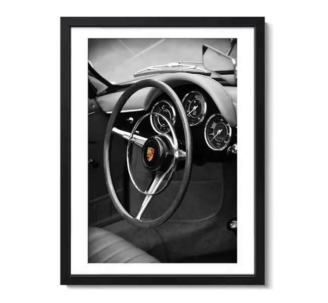 Interior of black porsche