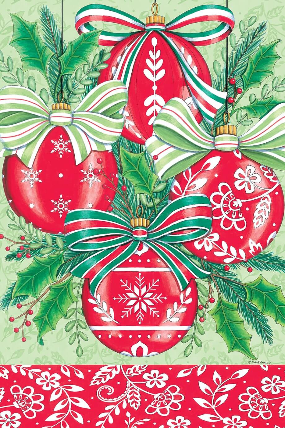 red and white christmas ornaments