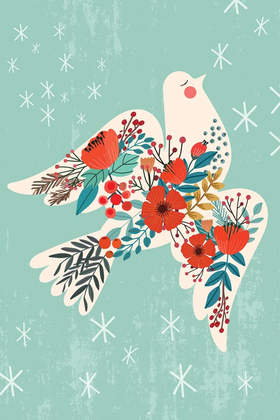 dove with floral pattern