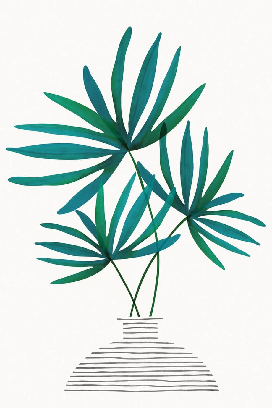 tropical leaves plan in vase