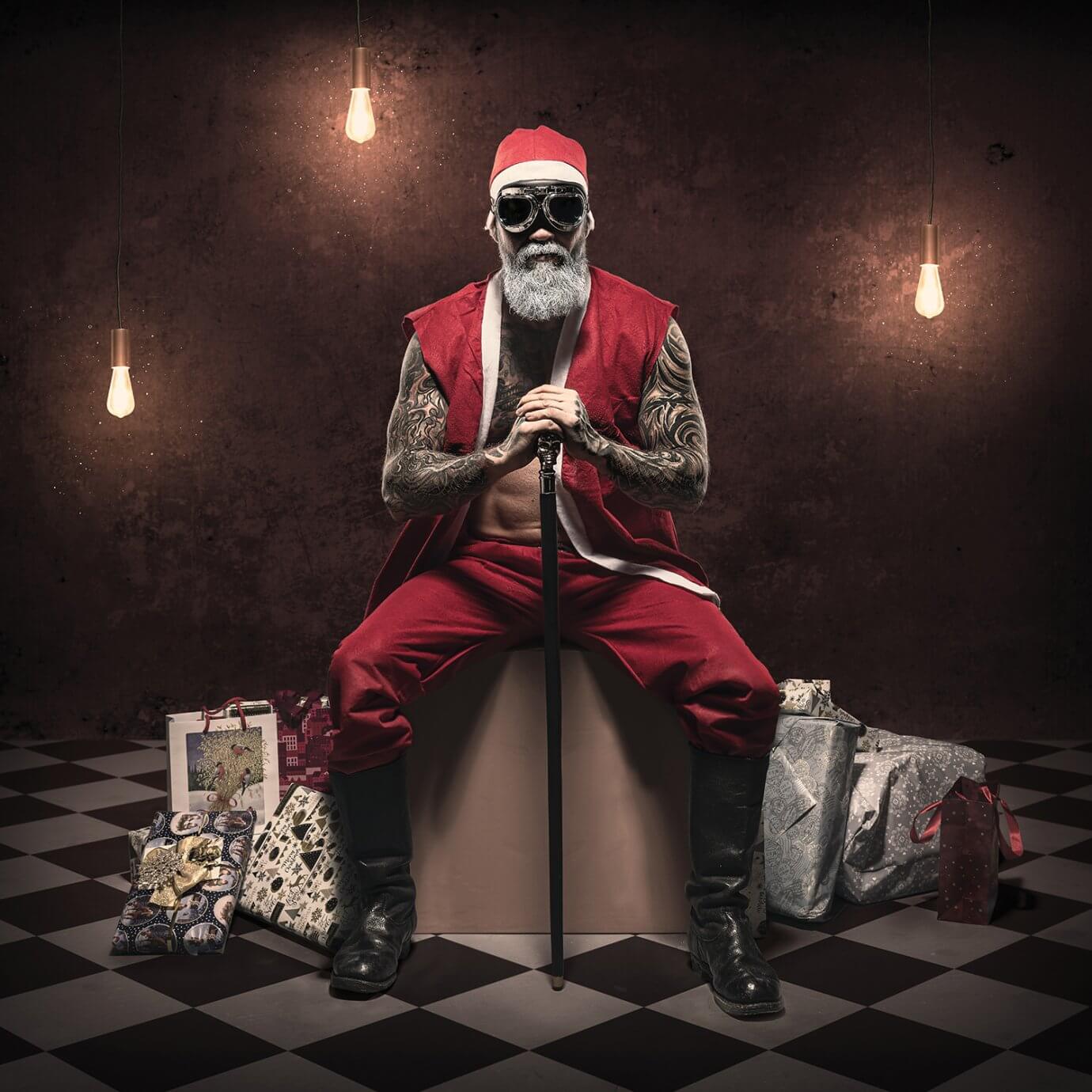 santa with tattoos art