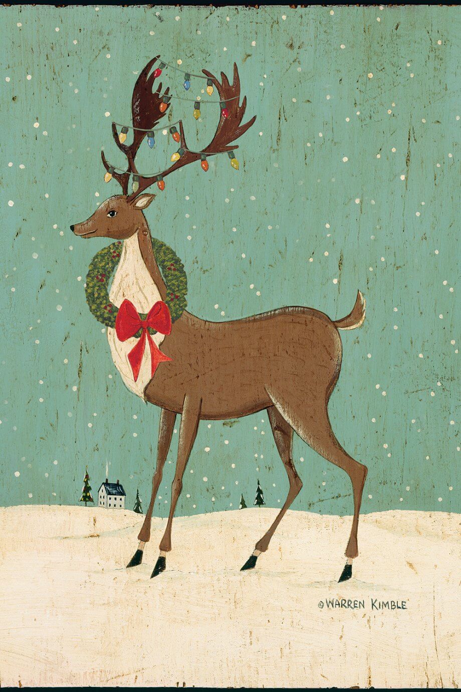 reindeer art with christmas wreath