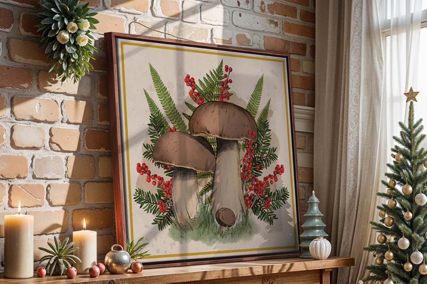 mushrooms and berries artwork