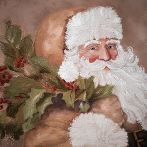 santa holding mistletoe