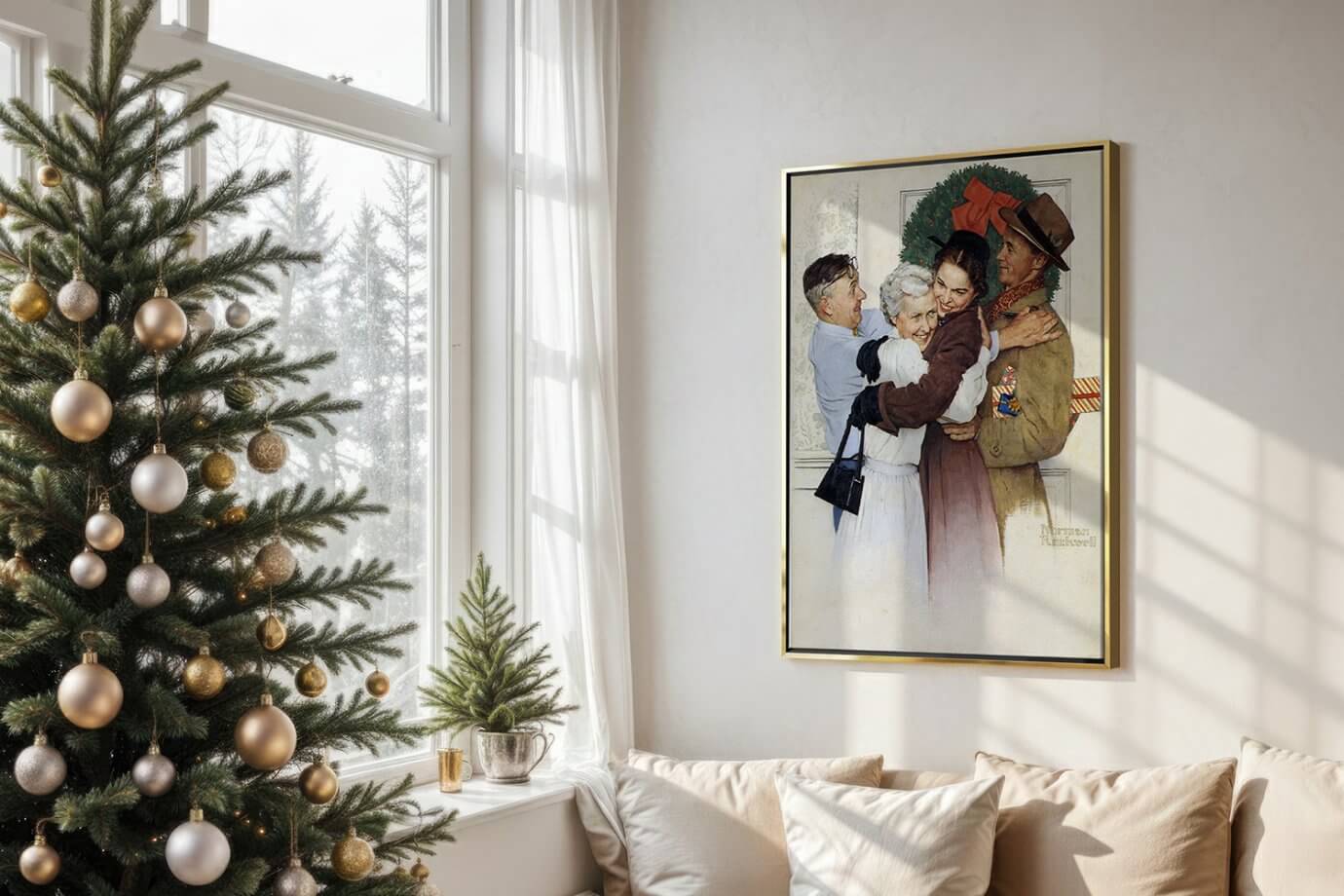 norman rockwell christmas family art
