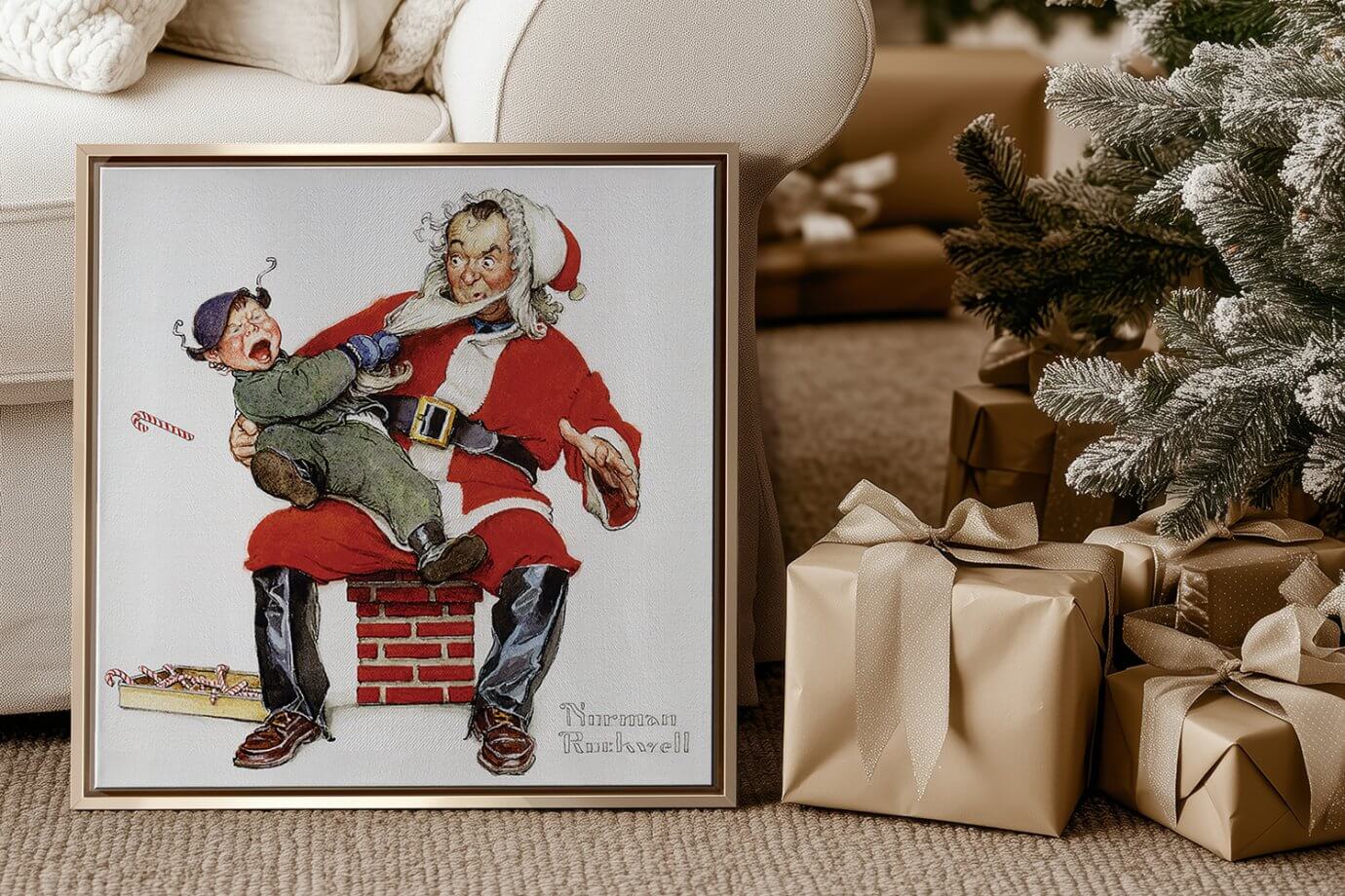 funny norman rockwell santa art