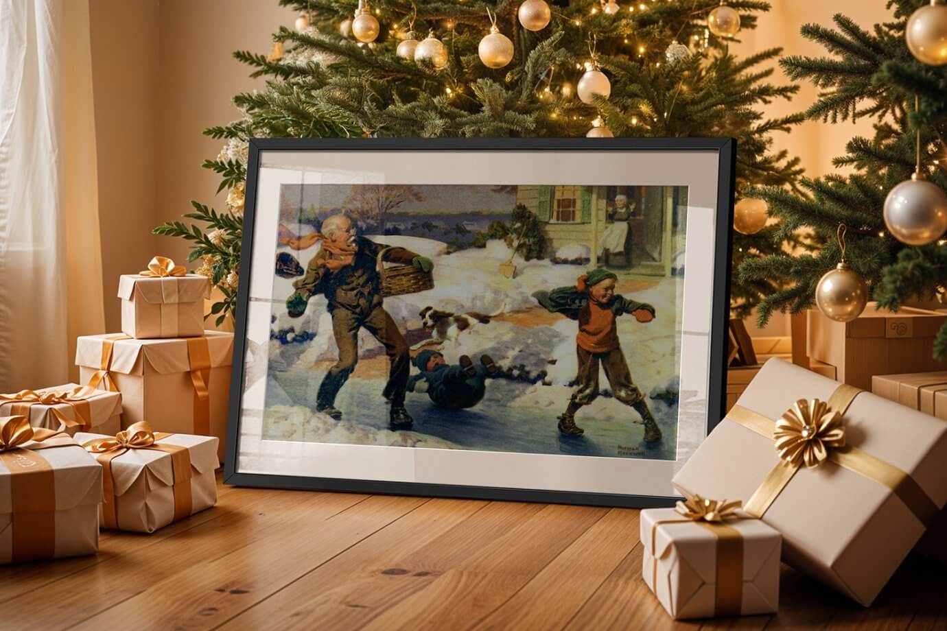 norman rockwell winter art