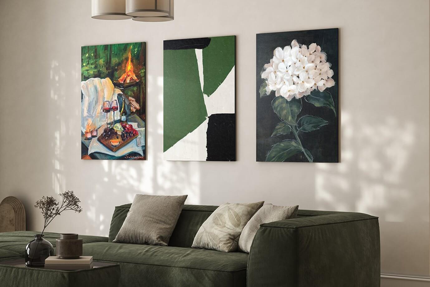 green steelpix metal art above couch for a 2026 refresh