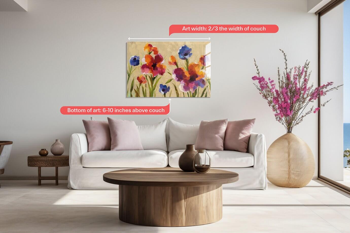 how high should you hang wall art above the couch