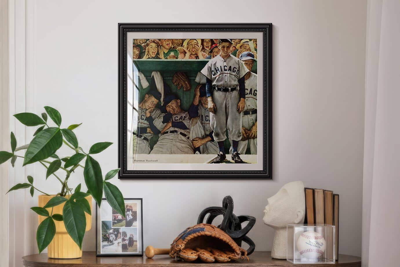 norman rockwell's the dugout hanging on the wall