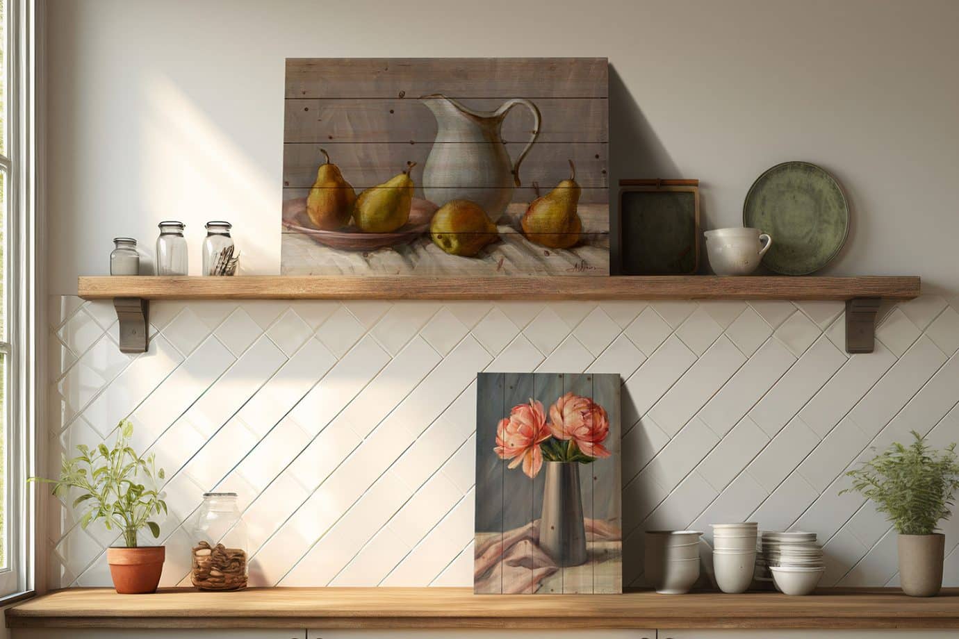 rustic wall art in kitchen