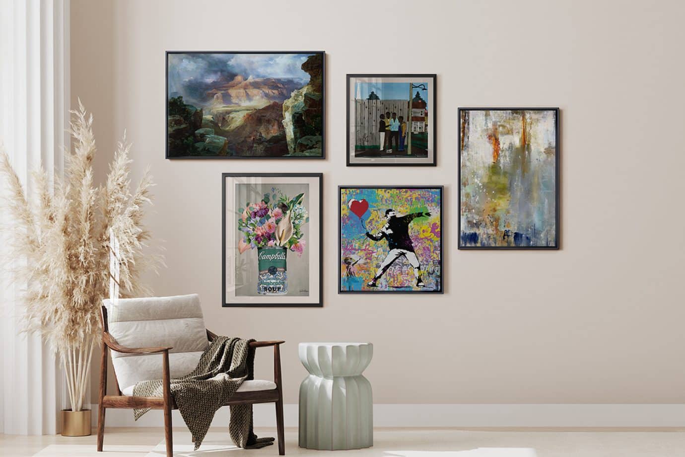 250 years of american art movements artwork on wall