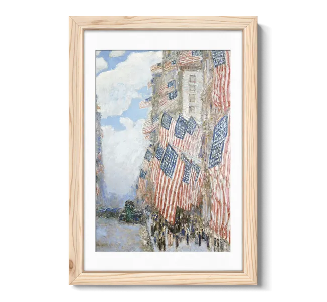 american impressionism painting with american flags