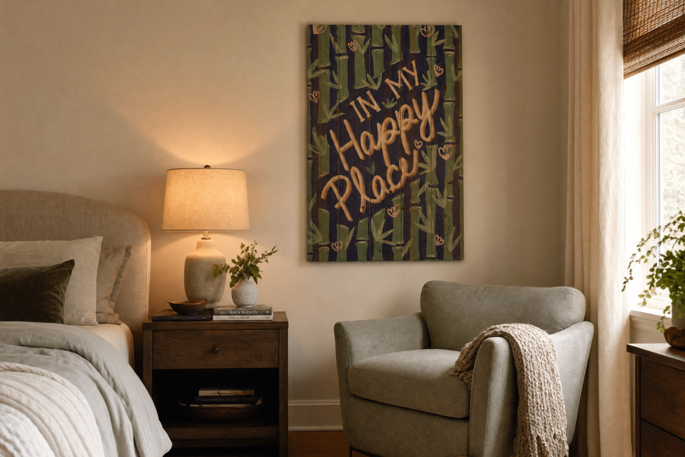 typography art in bedroom