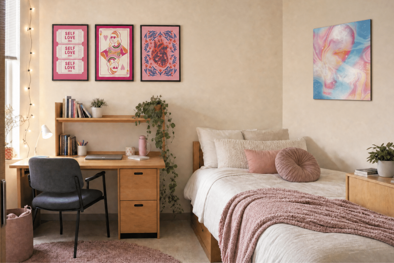 how to decorate a dorm room with wall art