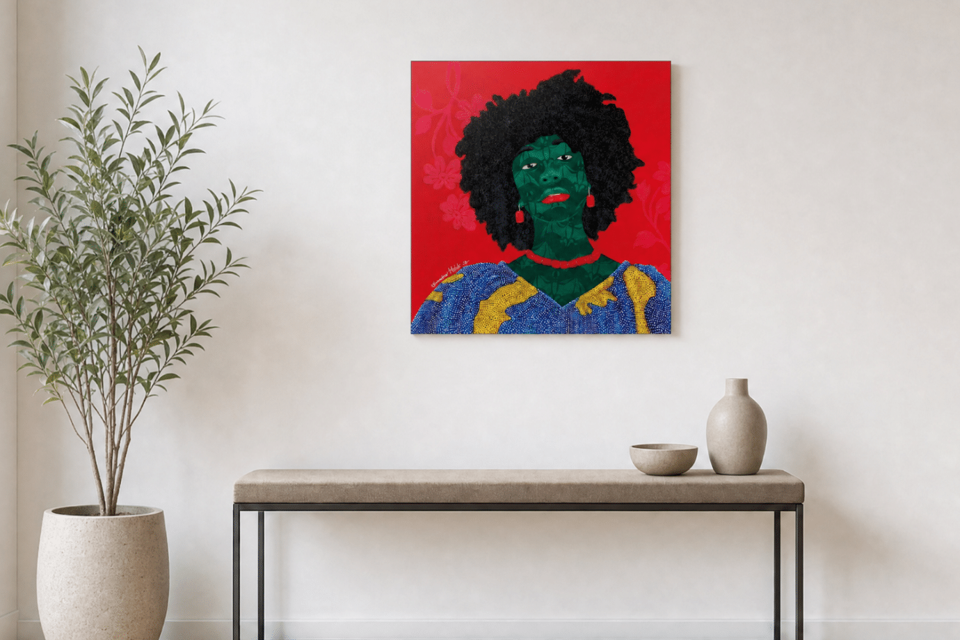 nigerian portrait artwork on wall