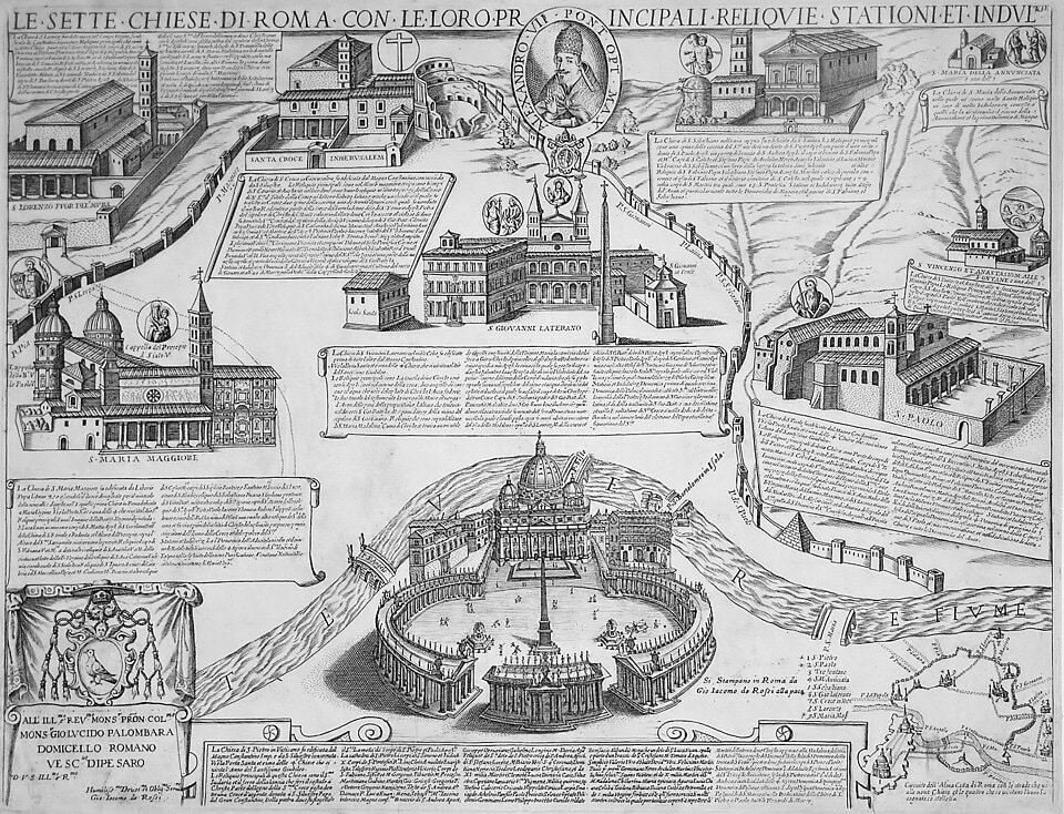 map of Seven Churches of Rome, Giacomo Lauro