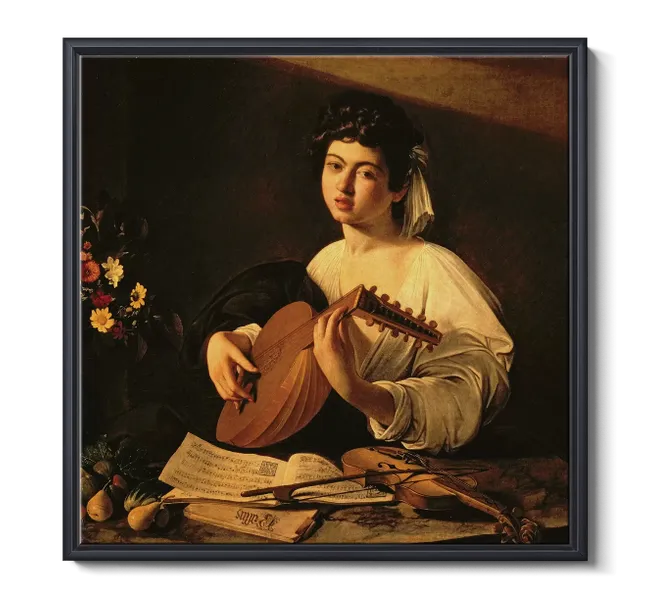 woman playing a lute - classic art