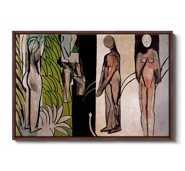 faceless figures with greenery